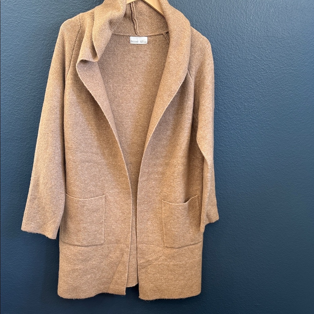 Becool Open-Front Long Sweater with Pockets and hood M/L